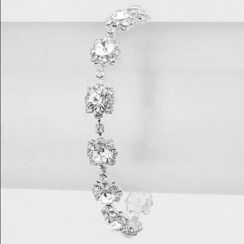 New Round Crystal Rhinestone Evening Bracelet